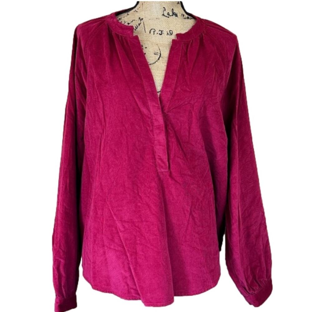 New Women's Burgundy Red V-neck Ribbed Blouse size XS